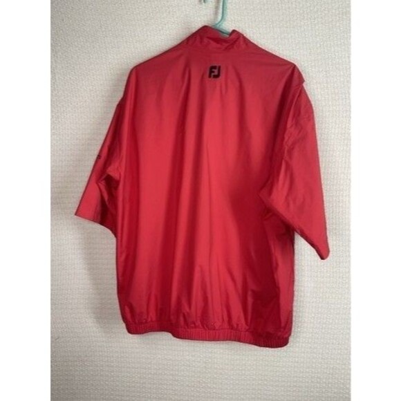 FootJoy DryJoys Red Short Sleeve 1/2 Zip Rain Windbreaker Jacket Men Size Large - Picture 7 of 11